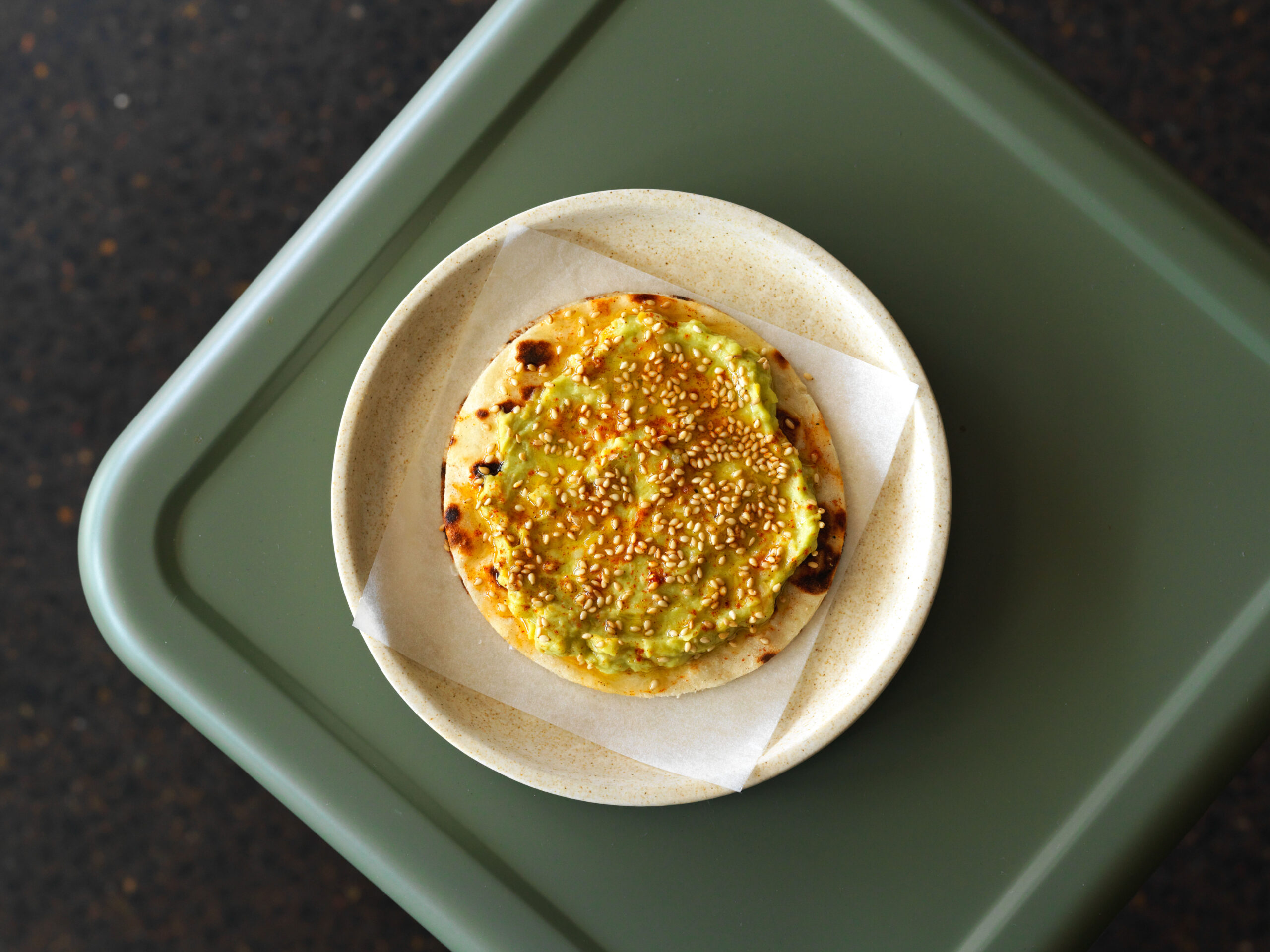 Australian Avocado Hummus on Flatbread
